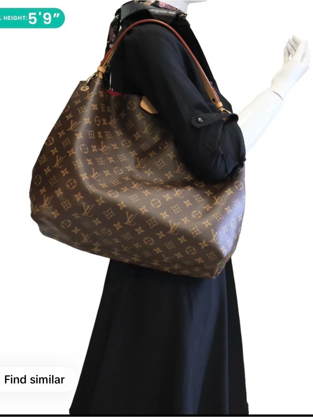 Louis Vuitton Monogram Brown Shoulder Bag Red Lining Gold Hardware Beige Strap.